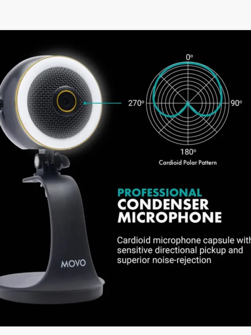 WebMic HD Pro - All-in-One Streaming Webcam, Microphone and LED Ring Light - Picture 6 of 10